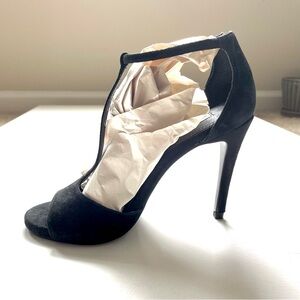 Black Suede T-strap “Saally” heels